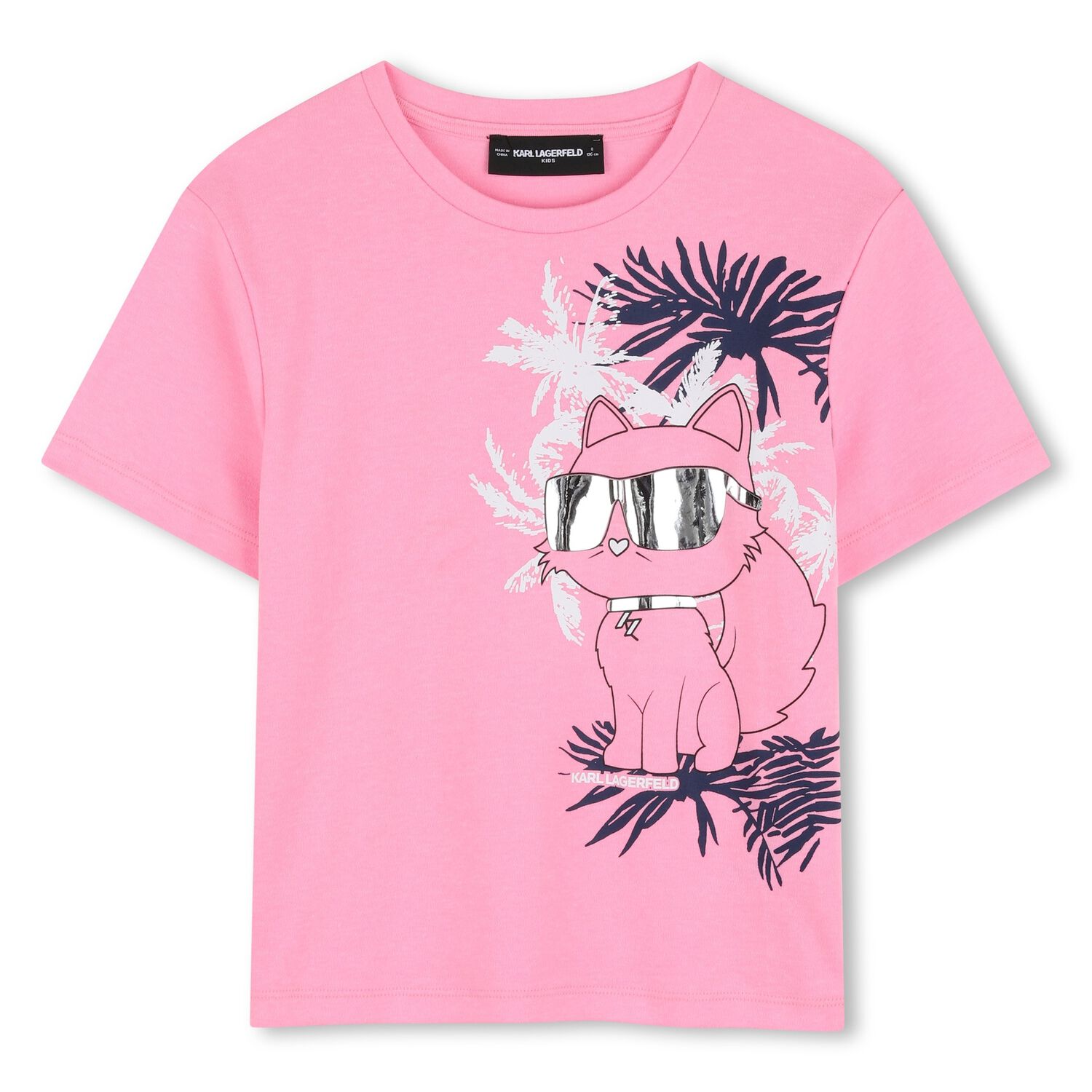 Girls Pink Choupette Logo T-Shirt, 1, hi-res