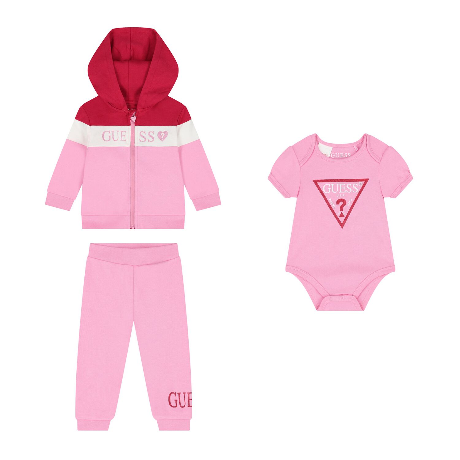 Baby Girls Pink Logo Tracksuit Set, 1, hi-res