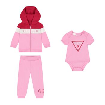 Baby Girls Pink Logo Tracksuit Set