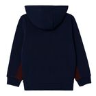 Boys Navy Blue Logo Hooded Zip Up Top, 1, hi-res