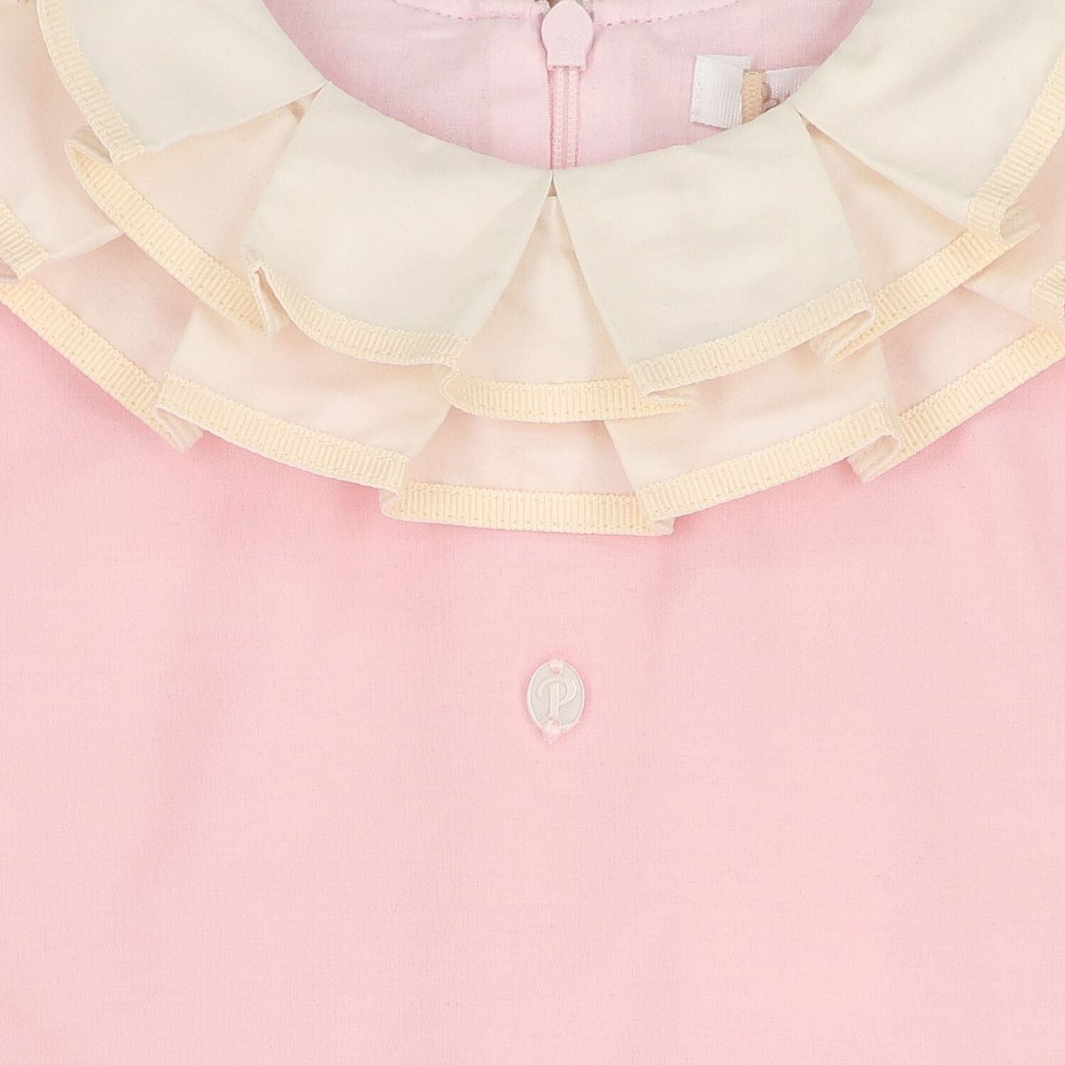 Girls Pink Ruffled Collar Pleated Dress, 2, hi-res