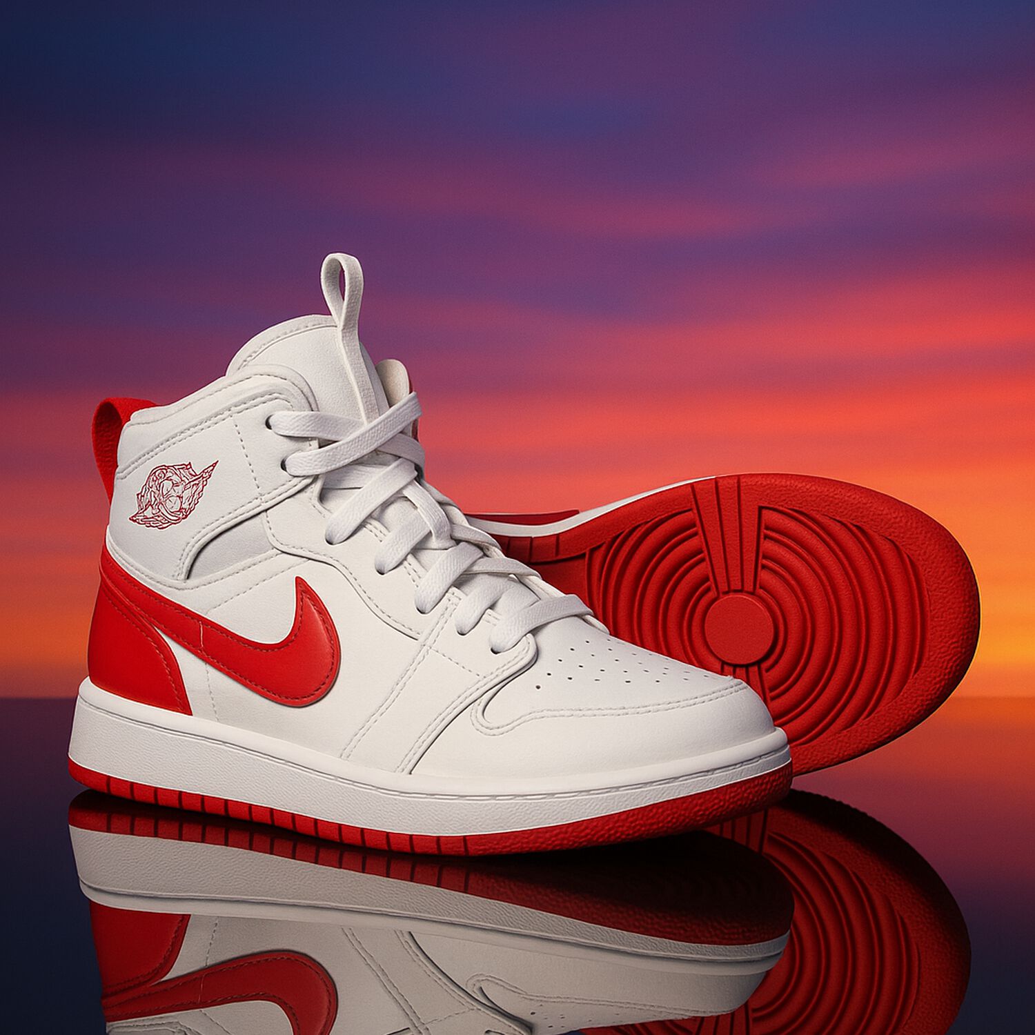 White & Red Jordan 1 Mid Easyon Trainers, 1, hi-res image number null