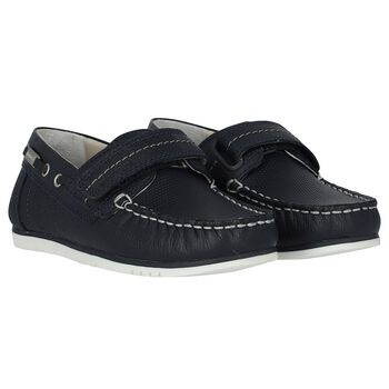 Boys Navy Blue Leather Shoes