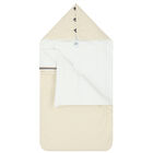 مدس بالشعار باللون البيج والابيض, 1, hi-res