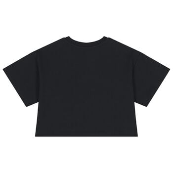 Girls Black Teddy Bear Logo T-Shirt