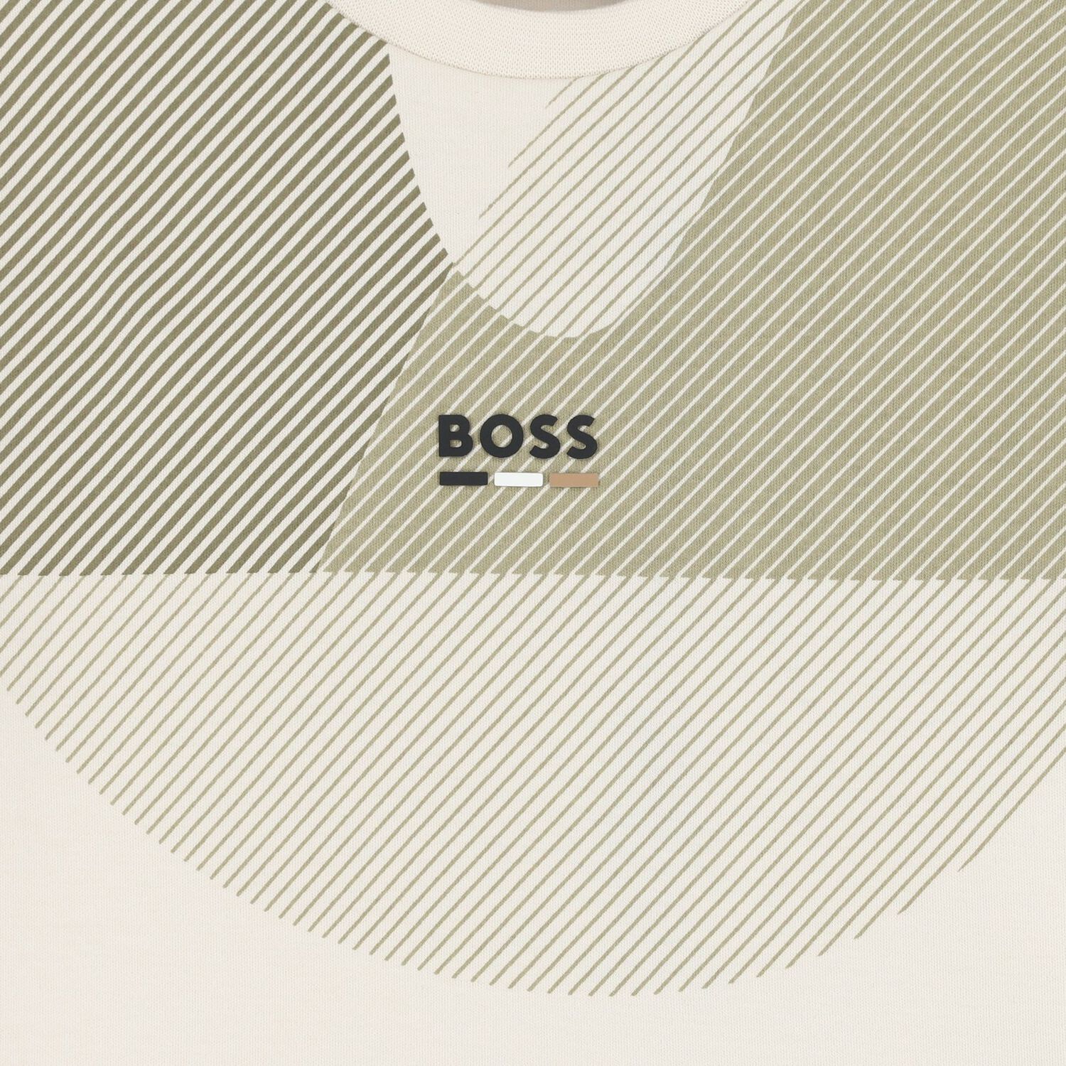 Younger Boys White & Beige Logo Te-Shirt, 1, hi-res