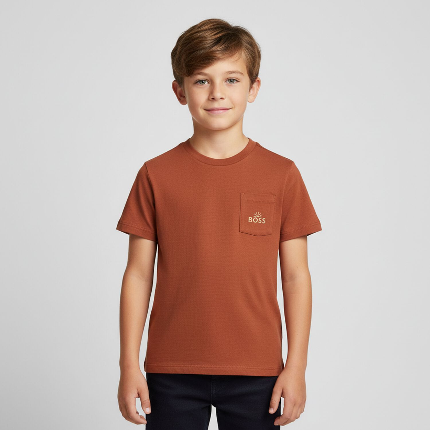 Boys Rust Orange Logo T-Shirt, 1, hi-res