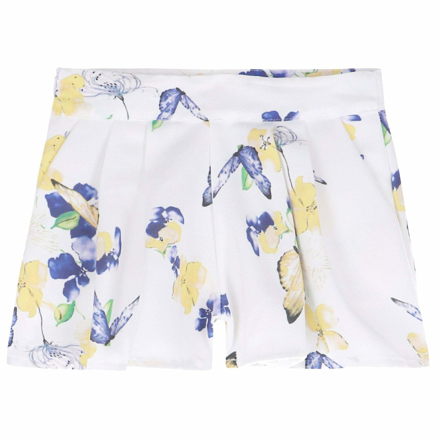 Girls White Printed Shorts, 1, hi-res