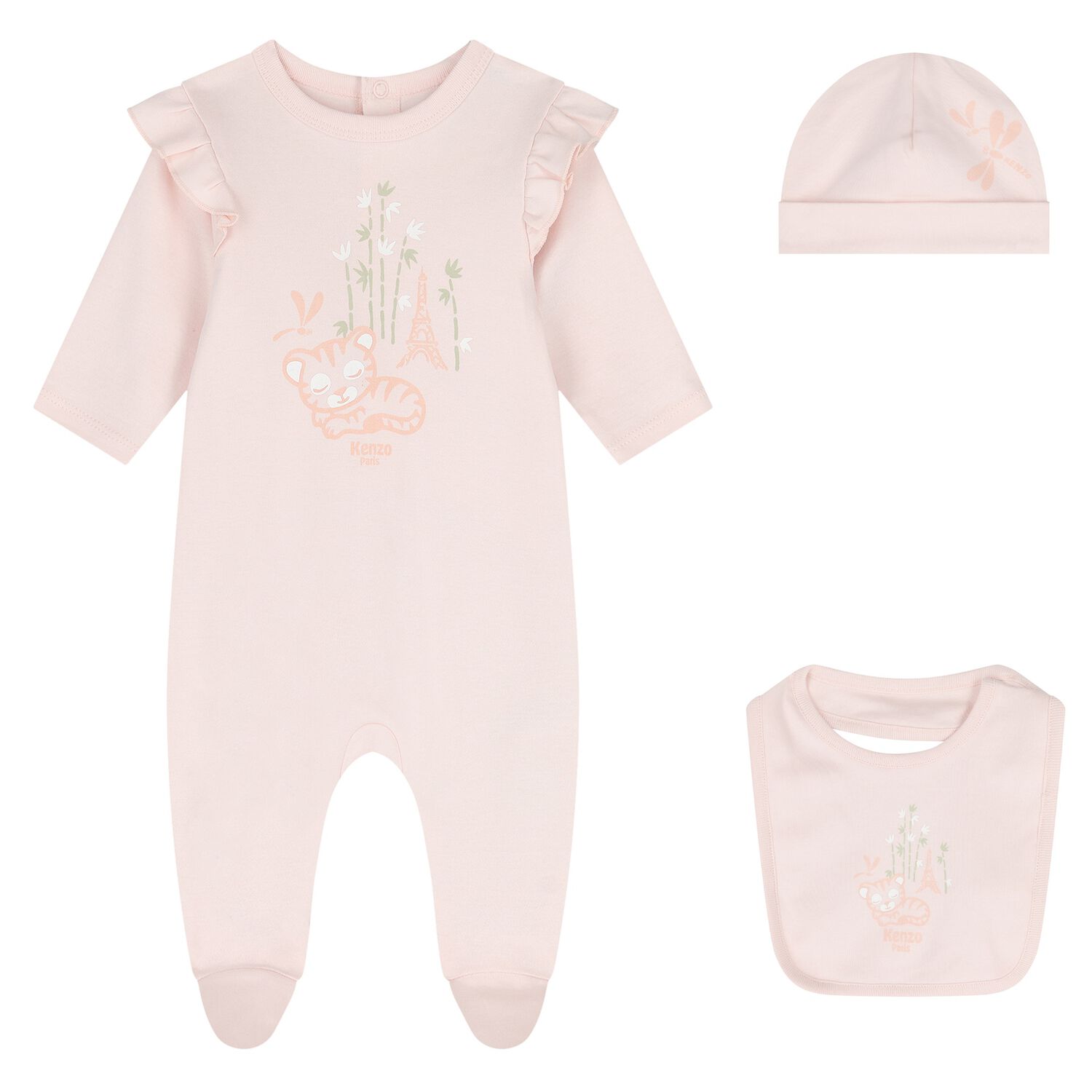 Baby Girls Pink Tiger Babygrow Gift Set, 1, hi-res