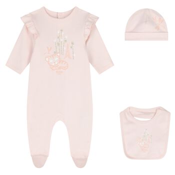 Baby Girls Pink Tiger Babygrow Gift Set