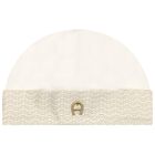 Ivory & Gold Logo Baby Hat, 1, hi-res