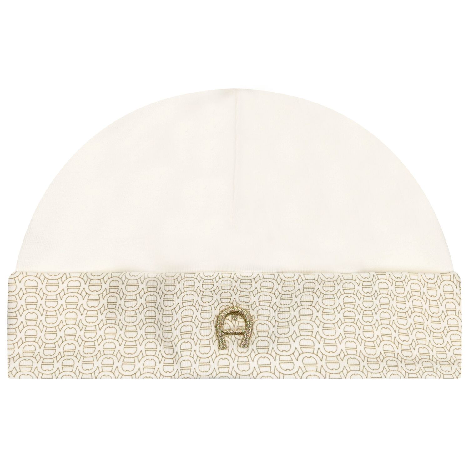 Ivory & Gold Logo Baby Hat, 1, hi-res