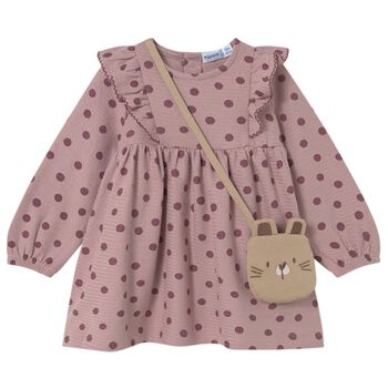 Younger Girls Pink Polka Dots Dress Set