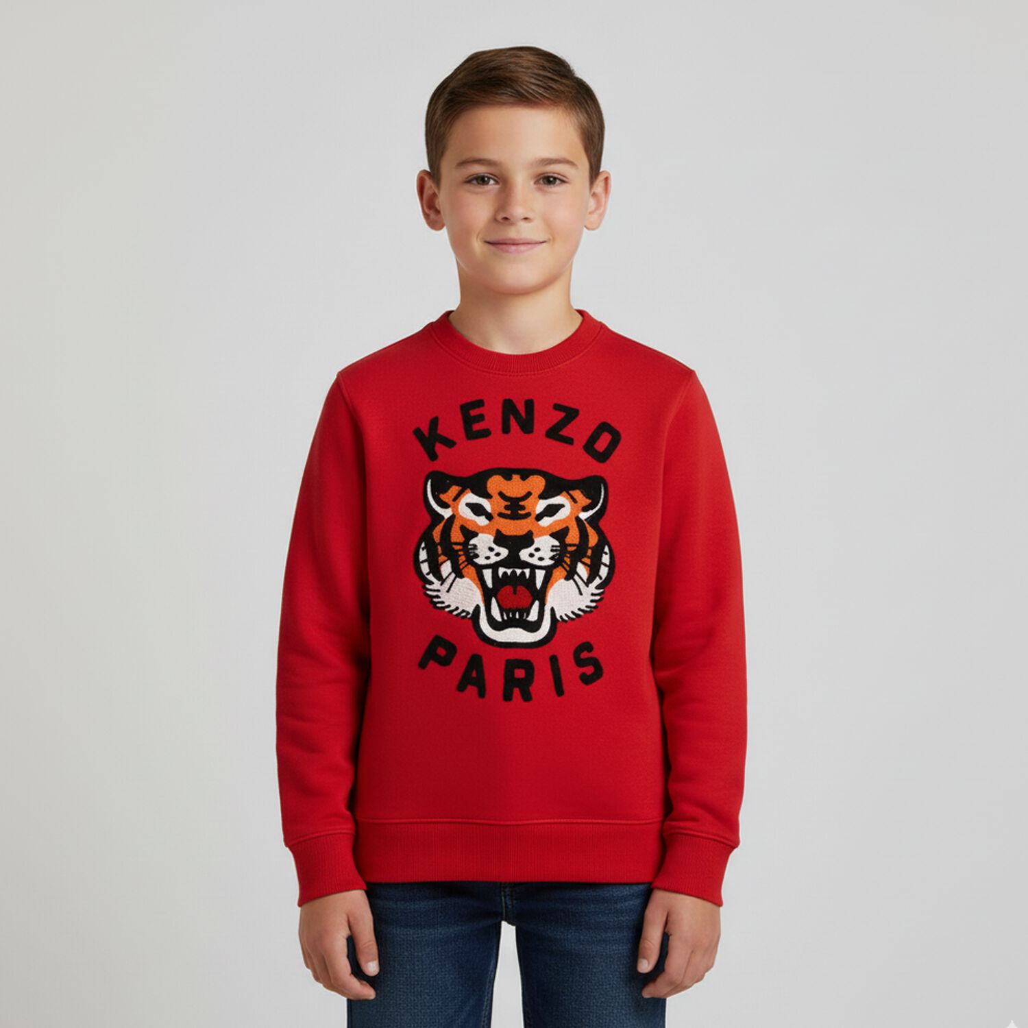 Boys Red Tiger Logo Sweatshirt, 2, hi-res image number null