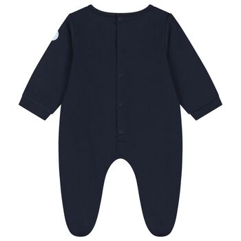 Baby Boys Navy Blue Logo Babygrow