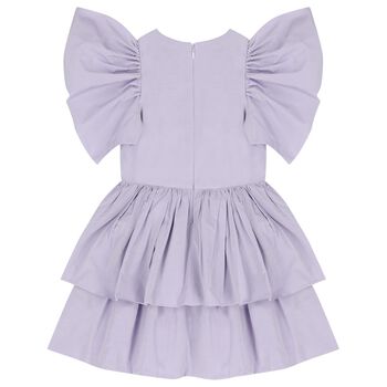 Girls Purple Logo Tiered Dress