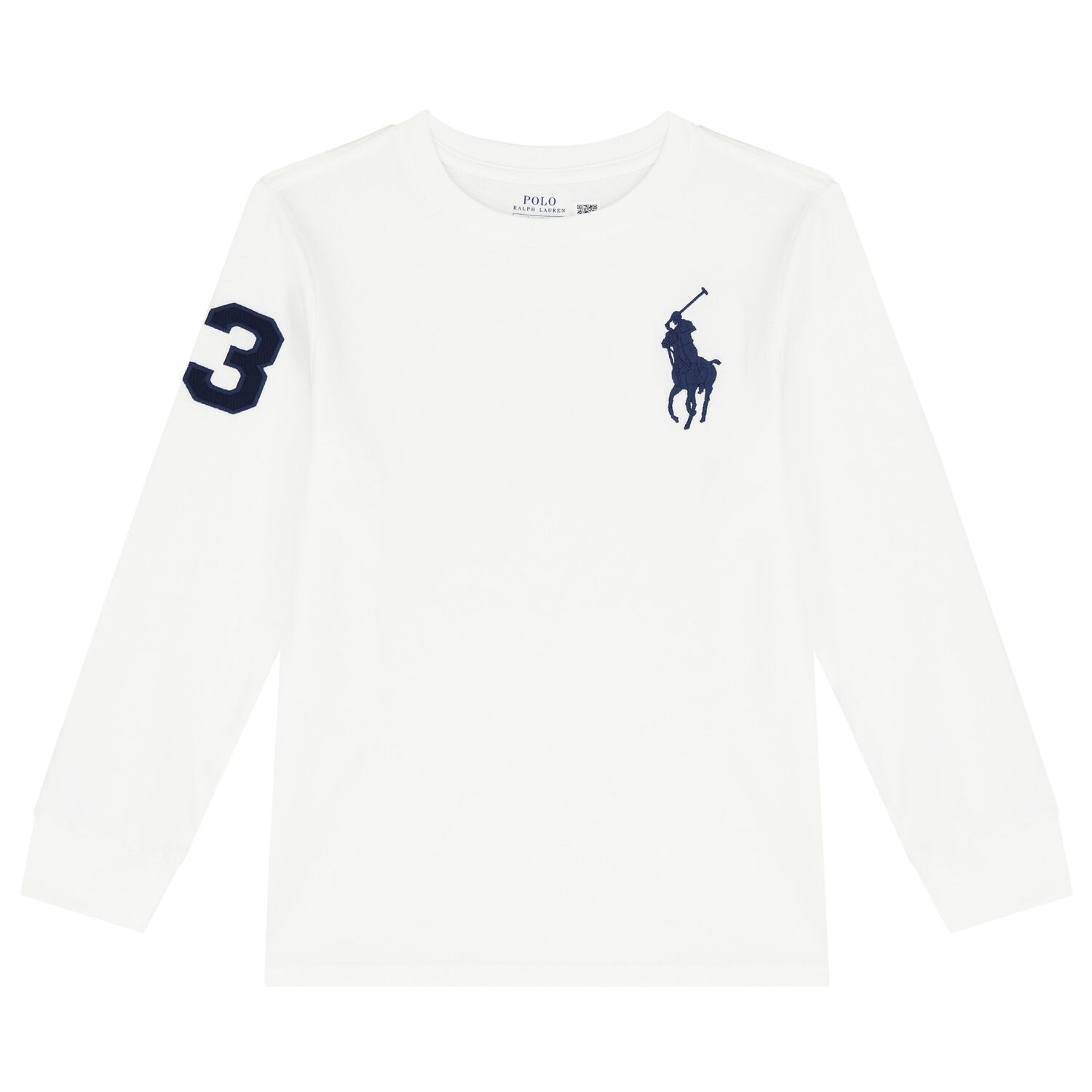 Boys White Logo Long Sleeve Top, 1, hi-res image number null