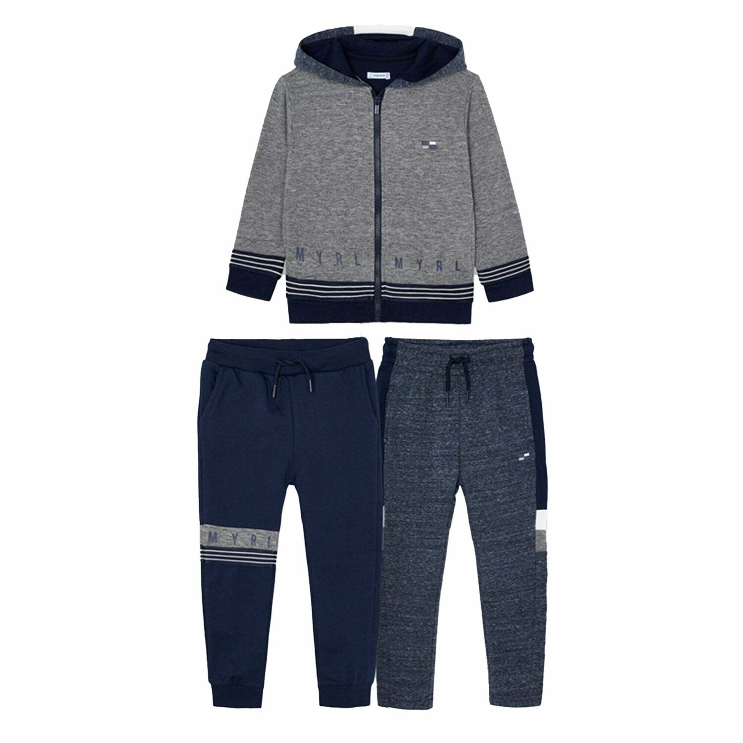 Boys Navy & Grey 3-Piece Tracksuit, 3, hi-res