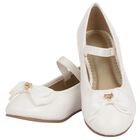 Girls White Bow Leather Shoes, 2, hi-res