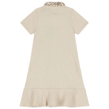 Girls Beige & Gold Logo Polo Dress