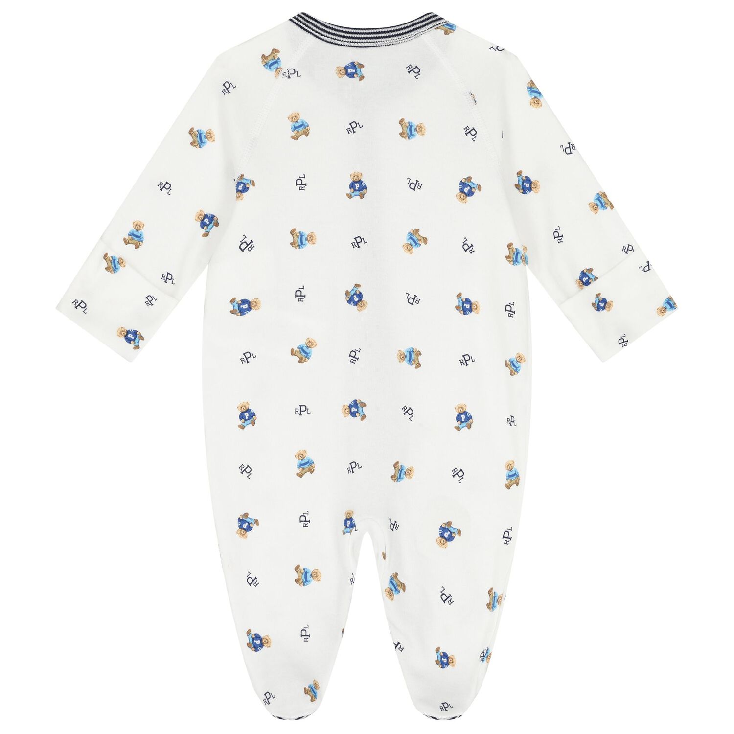Baby Boys White Polo Bear Babygrow, 1, hi-res