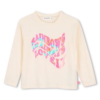Girls Ivory Printed Long Sleeve Top