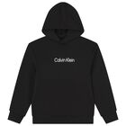 Boys Black Logo Hooded Top, 1, hi-res