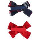 Girls Red and Navy Blue Bow Hairclips ( 2 Pack ), 2, hi-res