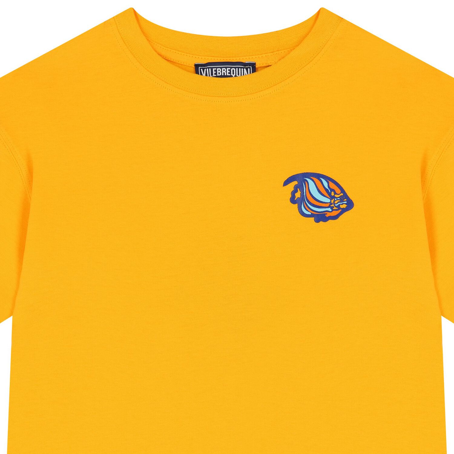 تي شيرت بناتي بشعار سمكة باللون صفراء, 1, hi-res