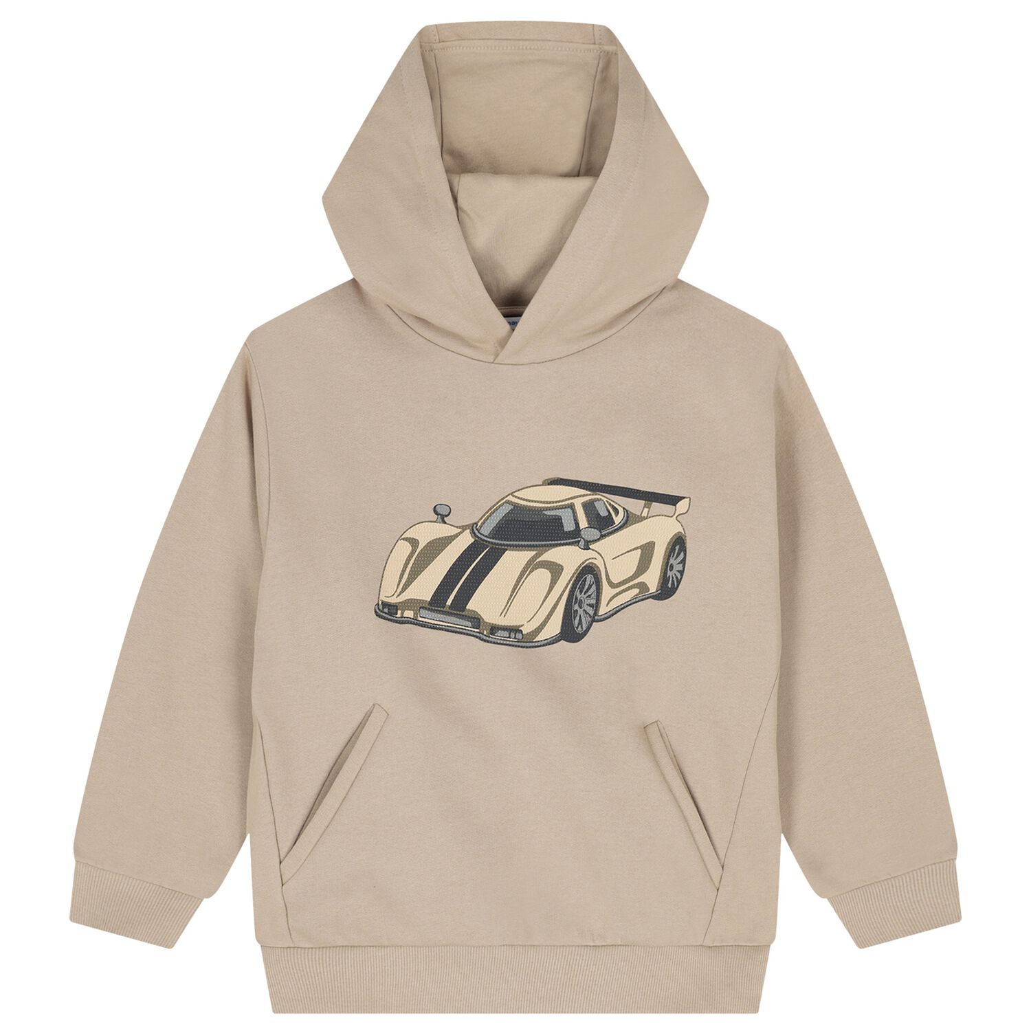 Boys Beige Sports Car Hooded Top, 1, hi-res