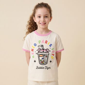 Girls Ivory Bubble Tiger T-Shirt