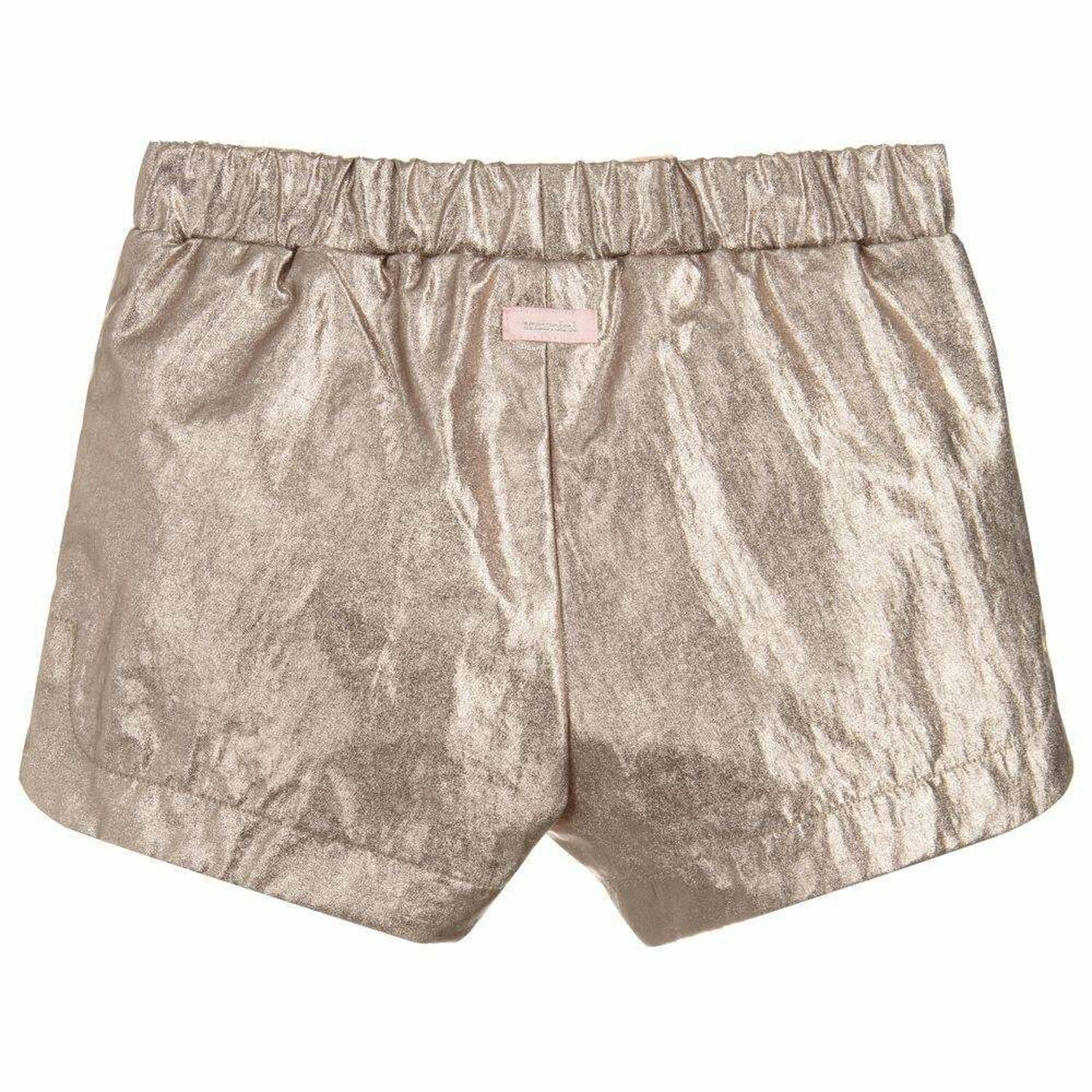 Girls Gold Metallic Shorts, 1, hi-res