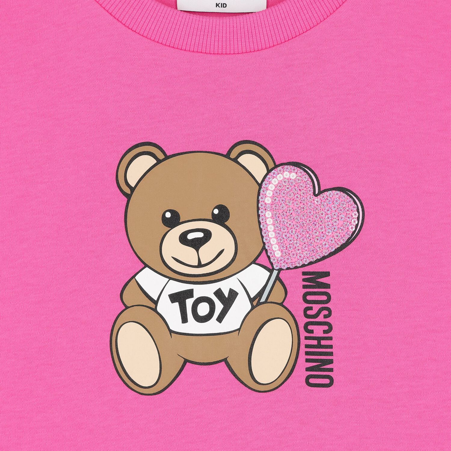 Girls Pink Teddy Bear Logo Dress, 2, hi-res