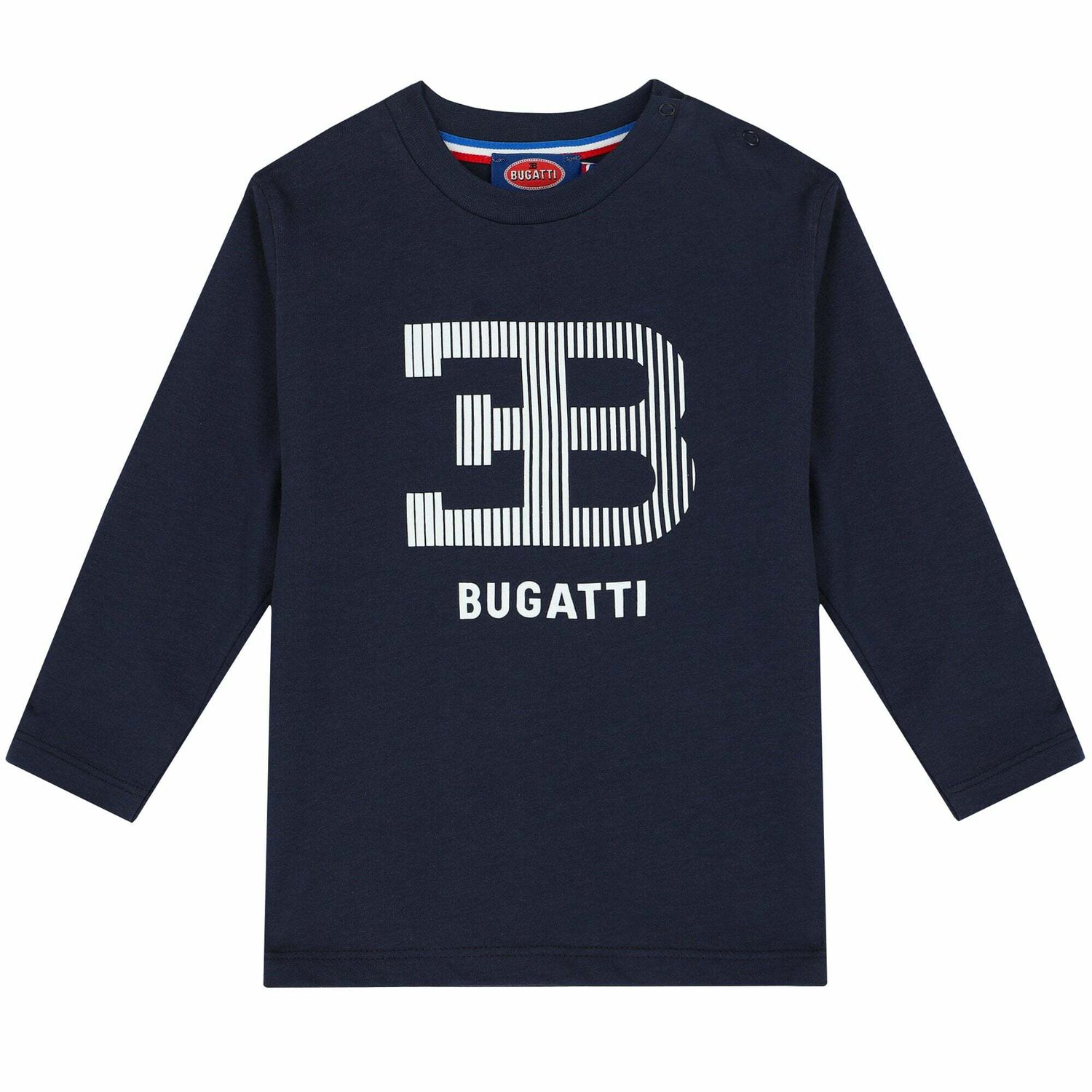 Younger Boys Navy Logo Long Sleeve Top, 1, hi-res