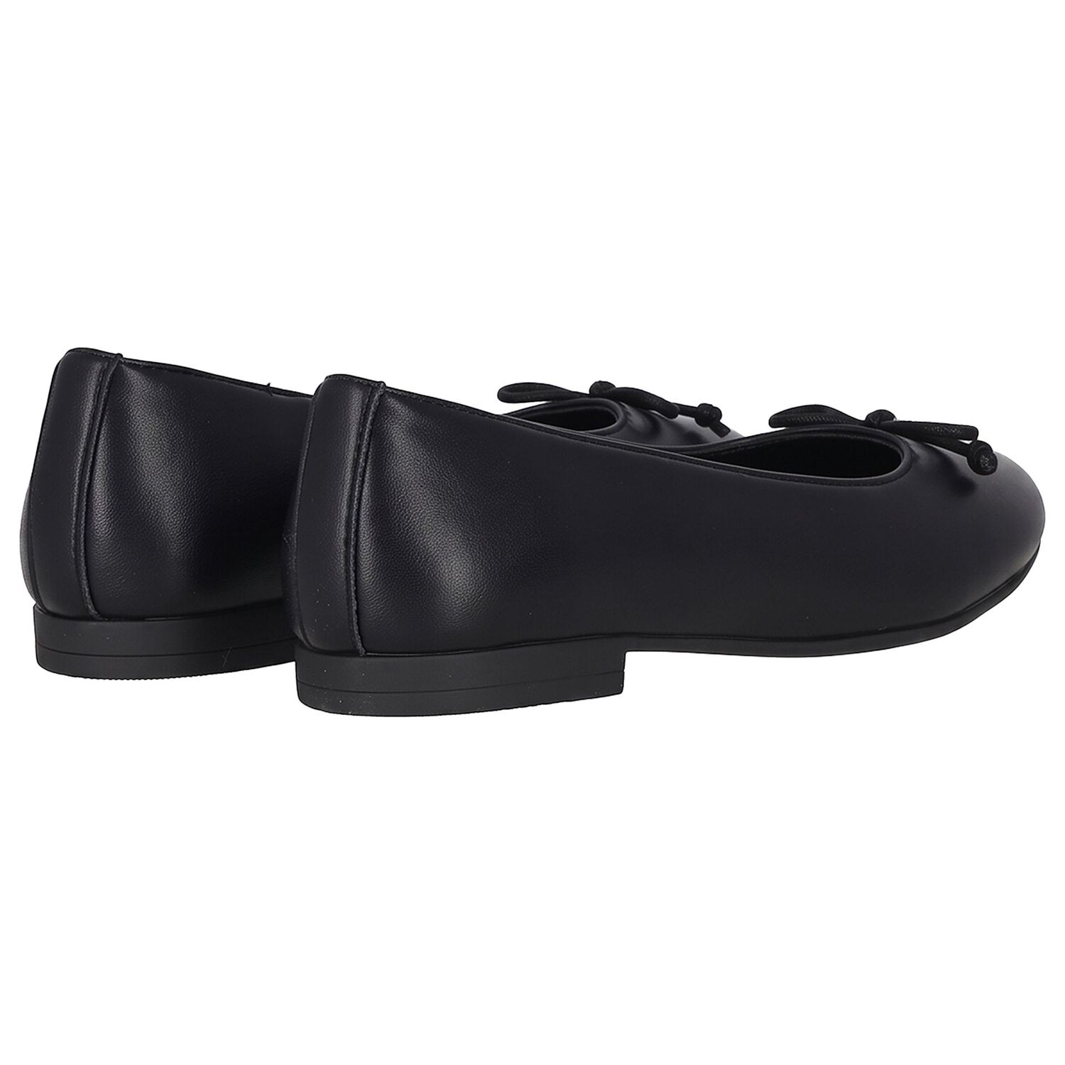Girls Black Bow Ballerina Shoes, 1, hi-res