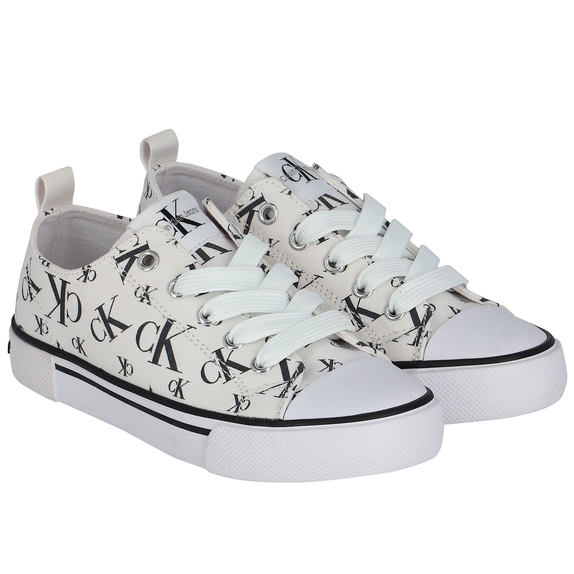 Calvin Klein White Logo Trainers Junior Couture USA