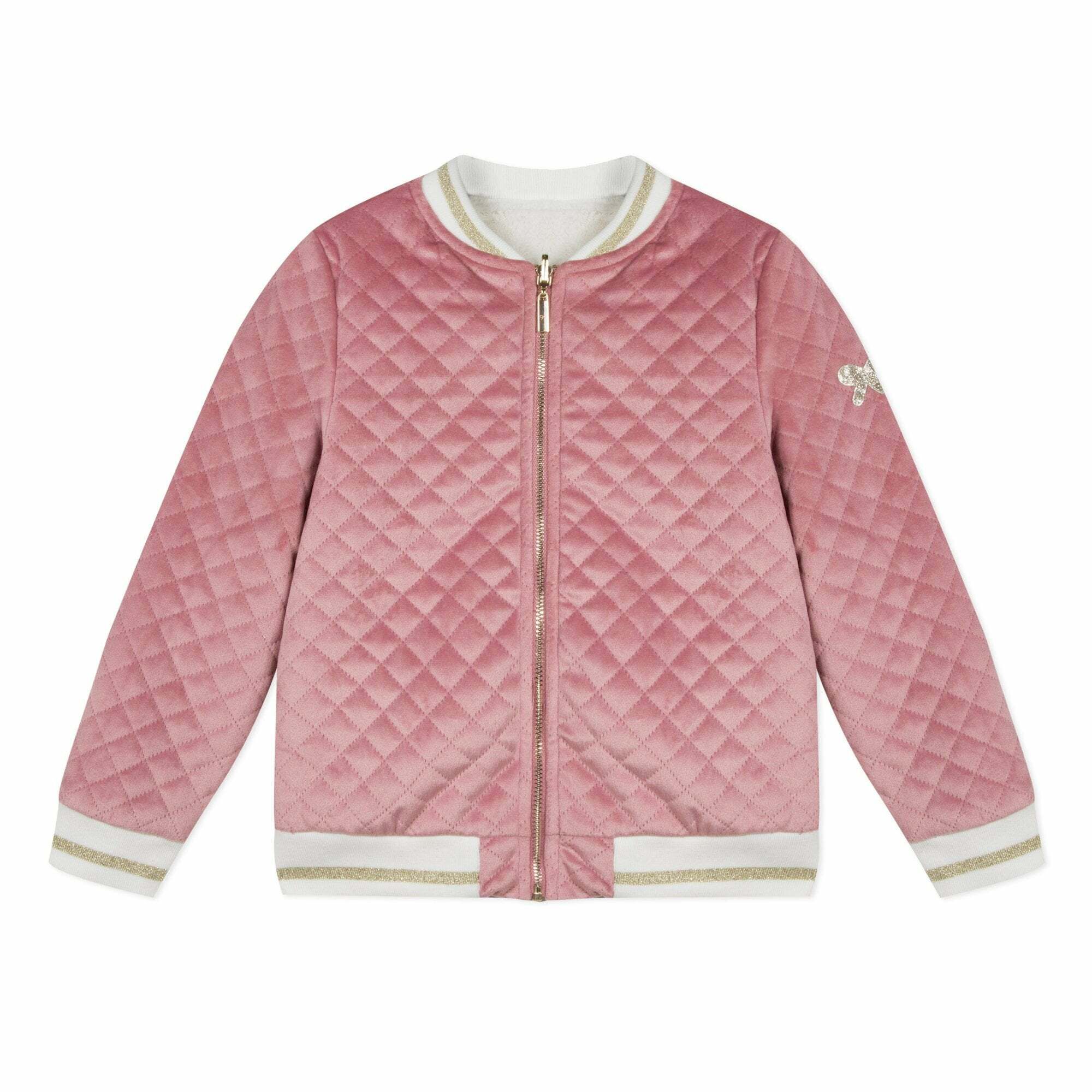 Lili Gaufrette Girls Pink Velvet Reversible Jacket Junior Couture