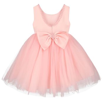 Girls Pink Bow Tulle Dress