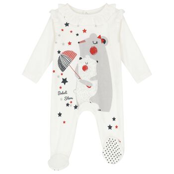 Baby Girls Ivory Mouse Babygrow