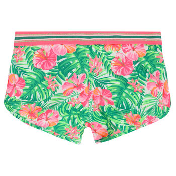 Girls Pink & Green Floral Swim Shorts