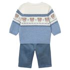 Younger Boys Blue & Ivory Teddy Bear Trouser Set, 1, hi-res