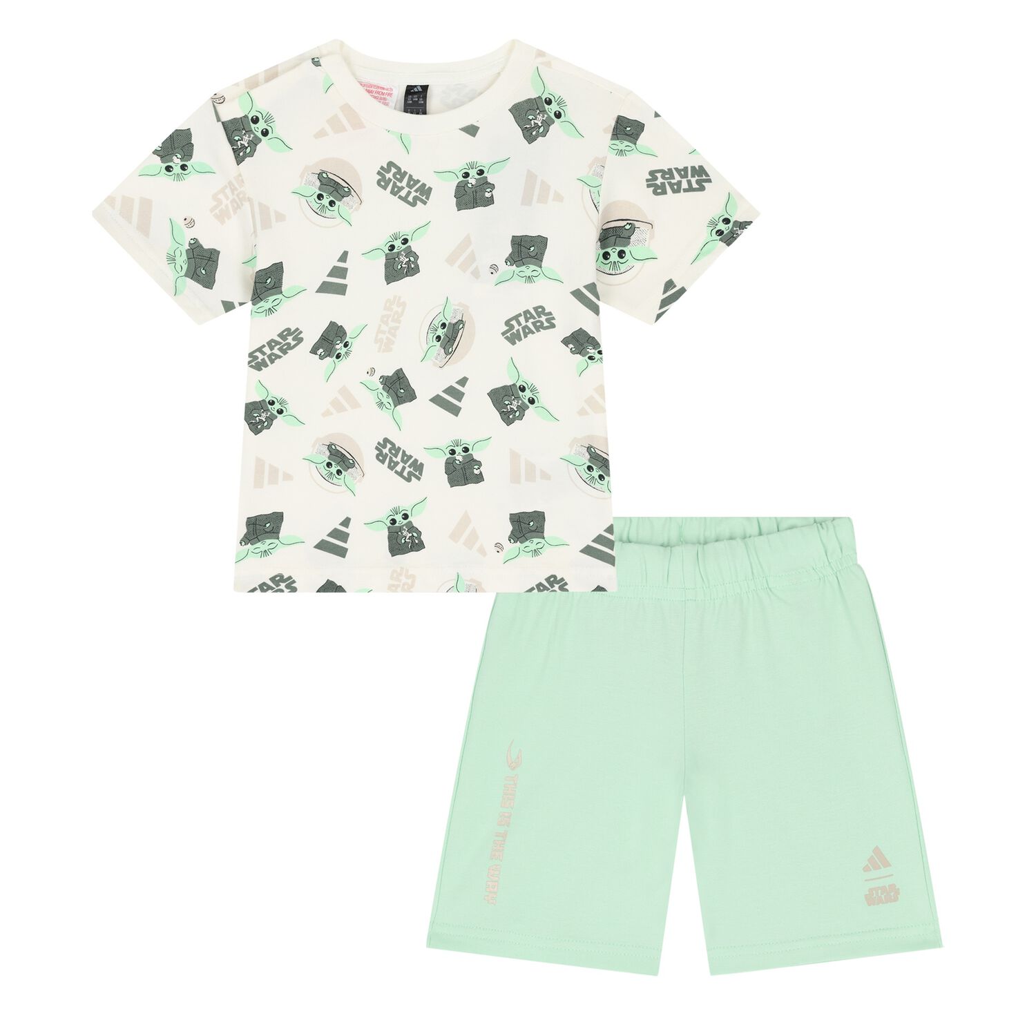 Younger Boys Ivory & Green Star Wars Shorts Set, 1, hi-res