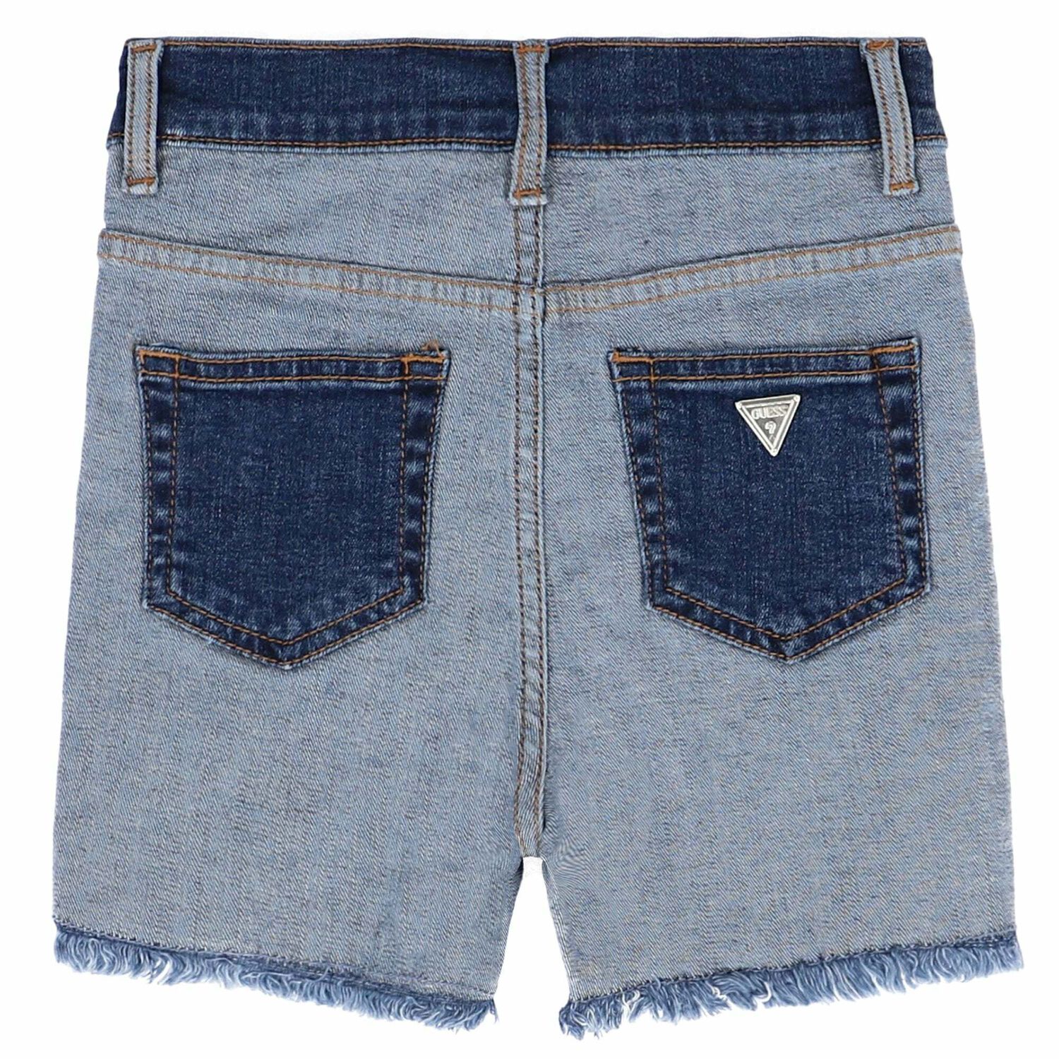 Girls Blue Denim Logo Shorts, 1, hi-res
