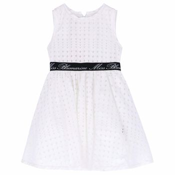 Girls White Sleeveless Dress