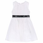 Girls White Sleeveless Dress, 2, hi-res