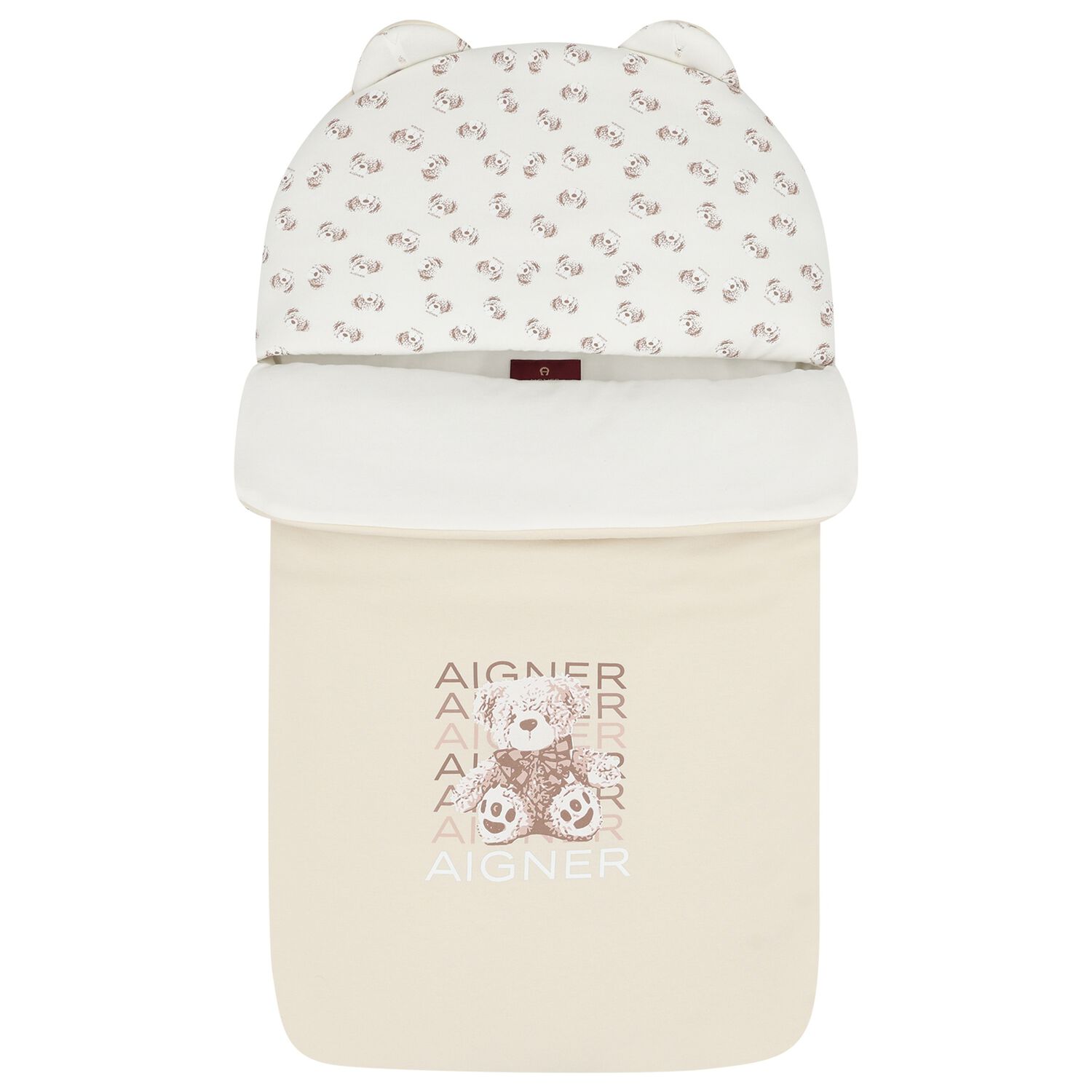 Beige & Ivory Teddy Bear Logo Baby Nest, 1, hi-res