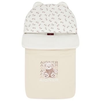 Beige & Ivory Teddy Bear Logo Baby Nest
