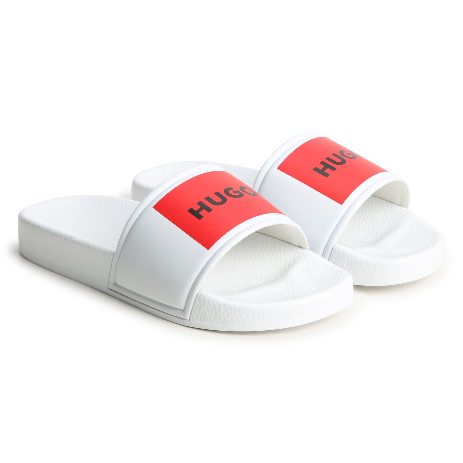 HUGO Boys White Red Logo Sliders Junior Couture Bahrain