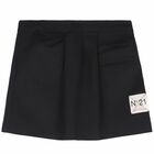 Girls Black Cotton Skirt, 1, hi-res