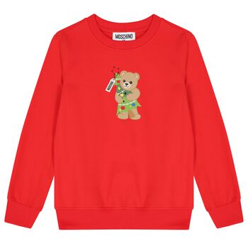 Red Christmas Teddy Bear Logo Sweatshirt 